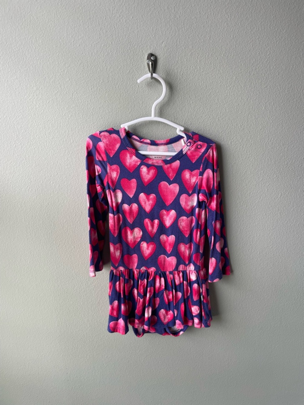 Posh Peanut // Linet Long Sleeve Twirl Skirt Bodysuit Purple and Pink Hearts